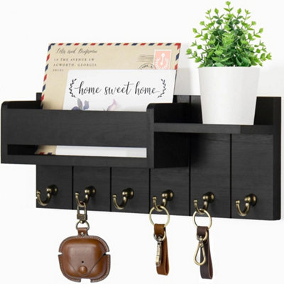 Wall Mounted Key Holder Hooks Keyrings Organiser Rack Shelf Letter Mail Hanger from B&Q