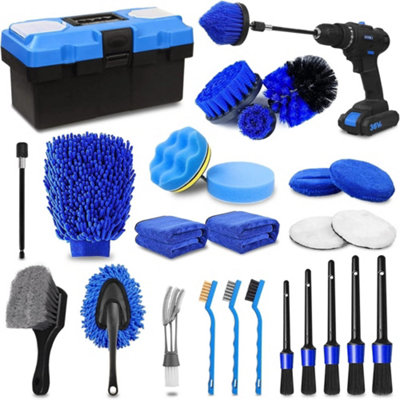 27Pcs Car Detailing Brush Set Soft Brushes Interior Wheel Valet Pro Cleaning Kit from B&Q