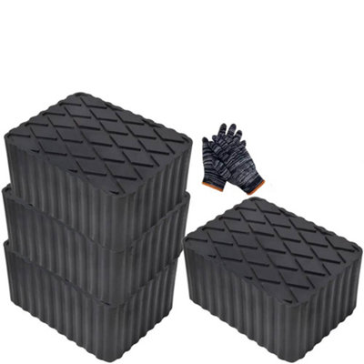 4Pcs 160X120X80mm Ramp Jacking Rubber Blocks Set Universal Scissor Car Lift Pads from B&Q