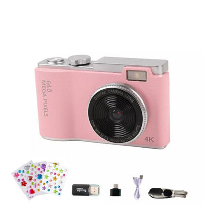 Pink Digital Camera Hd 1080P 64Mp 2.4'' Lcd Display Screen  Anti-Shake Camera from B&Q