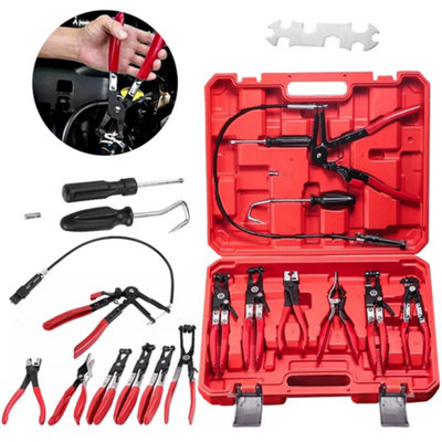9Pcs Red Flexible Hose Clamp Clip Pliers Set Remover Tool from B&Q