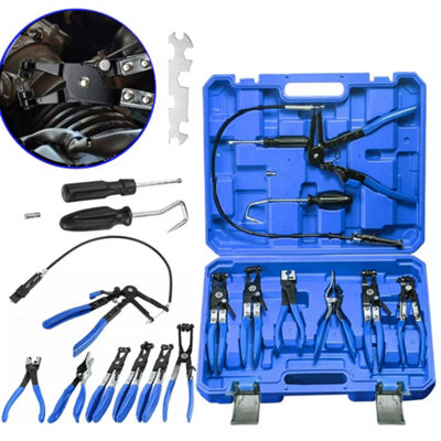 9Pcs Blue Flexible Hose Clamp Clip Pliers Set Remover Tool from B&Q