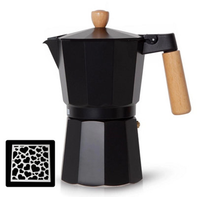 Black Italian Espresso Stove Top Moka Percolator Pot Coffee Maker 6 Cups from B&Q