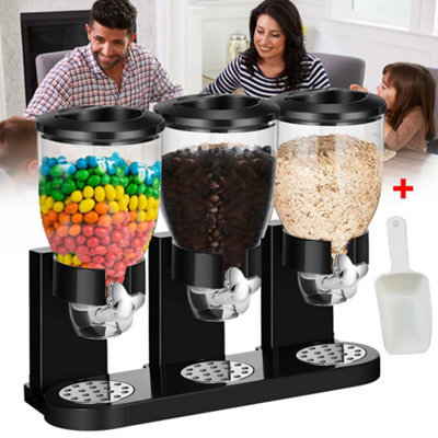 6L Triple Cereal Dispenser Dry Food Storage Container Pasta Kitchen Machine from B&Q
