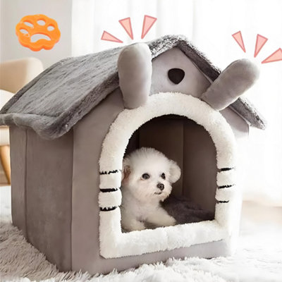Washable Pet Beds Igloo Fleece Bed Pyramid Cozy Warm House Cave Size L from B&Q