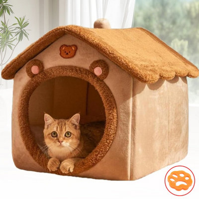Pet Beds Igloo Fleece Bed Pyramid Cozy Washable Warm House Cave Size M from B&Q