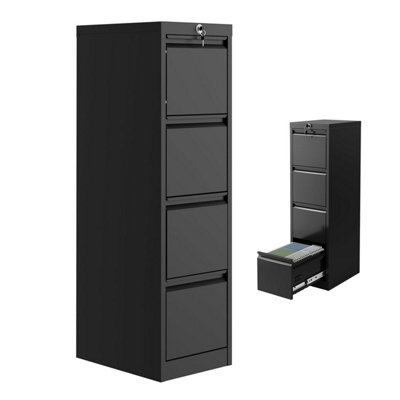 B&Q 4 Drawer File Cabinet Metal Lockable Filing Storage Cabinets For Home Office