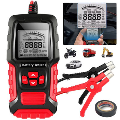 Car Battery Tester 12V 24V Lcd Load Analyzer Cranking Charging Diagnostic Tool from B&Q
