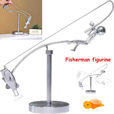 Kinetic Fishing Sculpture The Fisherman Balancing Art Desktop Balance Sculpture from B&Q