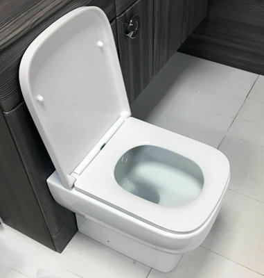 Toilet Seat Heavy Duty White Soft Close Top Quick Release Hinges Luxury Square