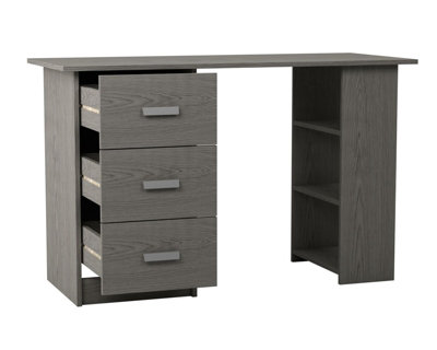Grey Computer Desk Office Makeup Vanity Dressing Table Bedroom Drawers Shelves from B&Q