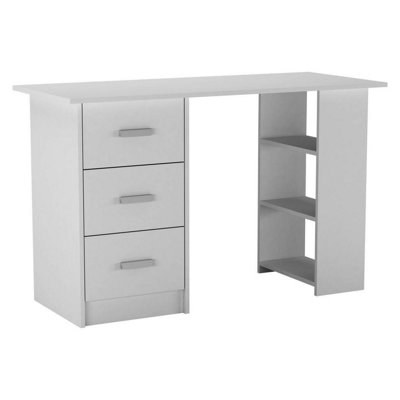 White Computer Desk Office Makeup Vanity Dressing Table Bedroom Drawers Shelves from B&Q