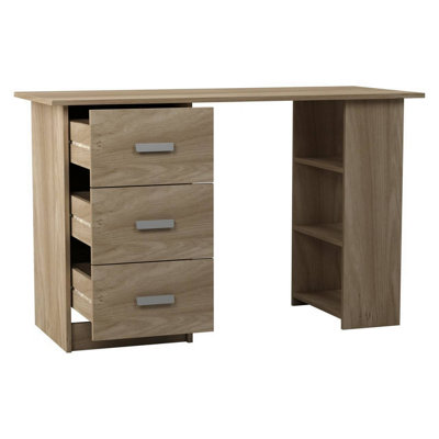 Oak Computer Desk Office Makeup Vanity Dressing Table Bedroom Drawers Shelves from B&Q