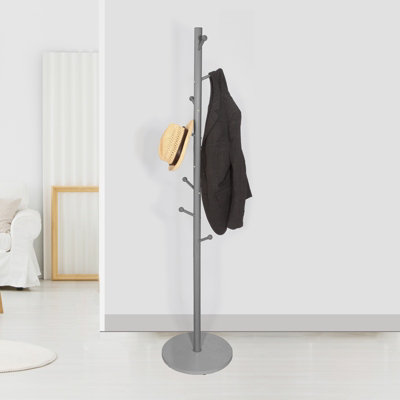 Grey Coat Rack Tree Branch Hanger Stand Multi Hooks Hallway Freestanding W/ Mdf Base from B&Q