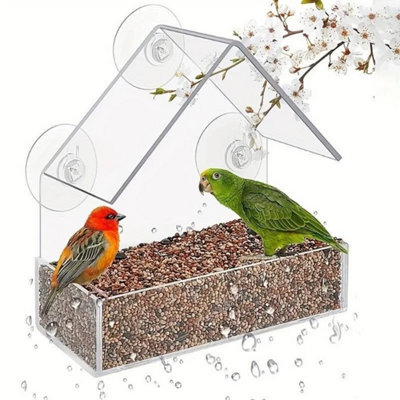 Glass Window Bird Feeder Station Seed Peanut Mealworm from B&Q