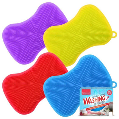 4Pk Silicone Dish Washing Up Sponge Kitchen Scrubber from B&Q