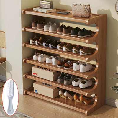 6-Tier Bamboo Shoe Rack Storage Shelf Organiser For Hallway & Entryway from B&Q