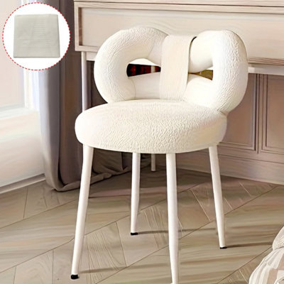 Modern White Lamb Fleece Butterfly Back Vanity & Desk ChairComfortable & Stylish from B&Q