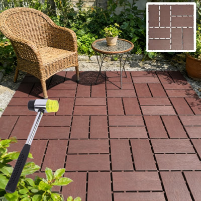 44-Pack Interlocking Deck Tiles 12X12 InchDurableSlip-Resistant Outdoor Plastic Flooring For Patio & Garden from B&Q