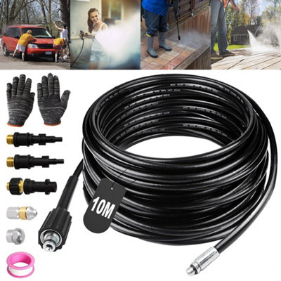 10M High Pressure Drain Jet Washer Hose Drain Pipe Sewer Jetter Kit from B&Q