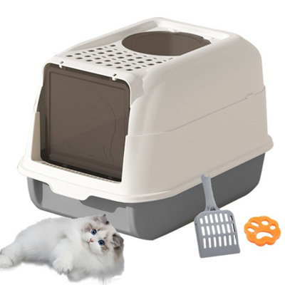 Extra Large Hooded Cat Litter Trays Fully Enclosed Anti-Splashing from B&Q