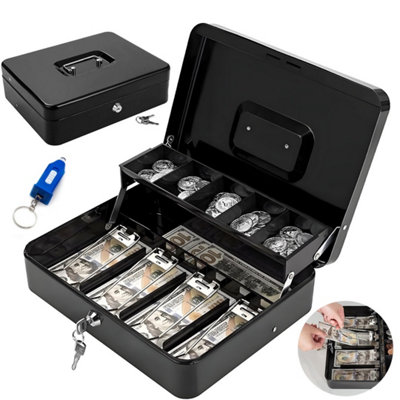 Metal Cash Box Lockable Money Coin & Note Security Box from B&Q