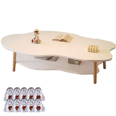 Cloud Design Coffee Table Modern Two Layer Living Room Centre Table With Storage Shelf Uk