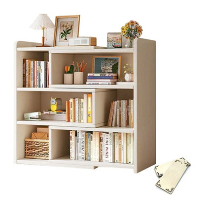  - Stretchable Wooden Shelf 4 Tier Bookcase Display Storage Unit Stand