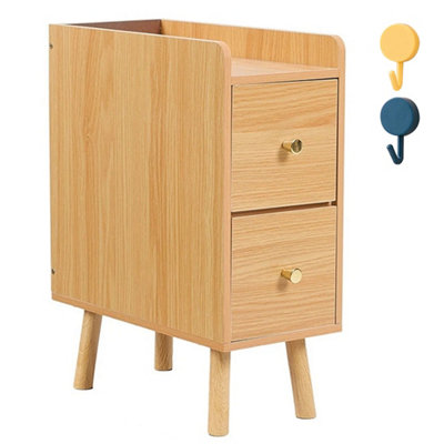  - Slim Bedside Table With Drawers Narrow Nightstand High Legs Bedroom Cabinet