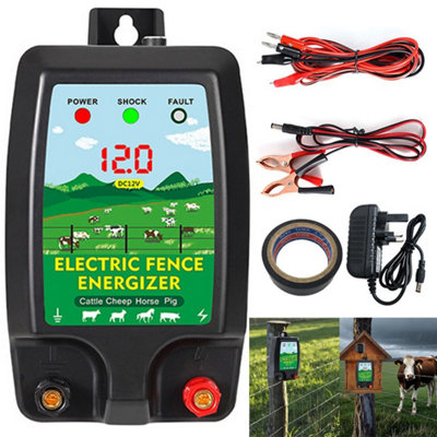 10Km Electric Fence 12V Energiser 1.5J-2J Waterproof from B&Q