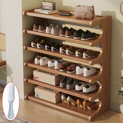  - 6 Tier Wooden Shoe Rack Storage Shelf Unit Cabinet Organiser
