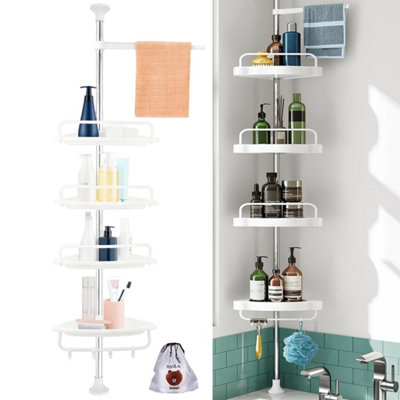 4 Tier Telescopic Bathroom Wall Corner Shelf Rack Storage Organizer from B&Q