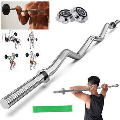 B&Q Green Ez Curl Spinlock Barbell Weightlifting Bar 48" 4 Foot Gym 4Ft B&Q