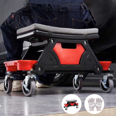 Rolling Mechanic Stool Garage Stool 135Kg Capacity Workshop Creeper Seat from B&Q
