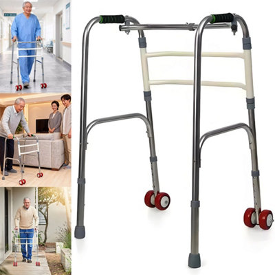 Folding Lightweight Aluminium Walking Frame Walker Zimmer Wheels from B&Q