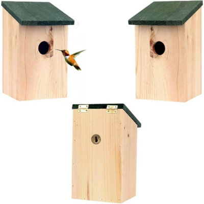 2 X Wooden Wood Nesting Nest Boxes Bird House Small Birds Blue Tit Robin Sparrow from B&Q