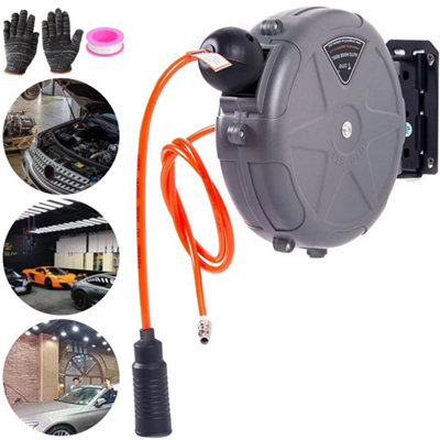  - 10M (33Ft) Wall Mounted Auto Ret Retractable Air Hose Reel Durable For Workshop & Garage