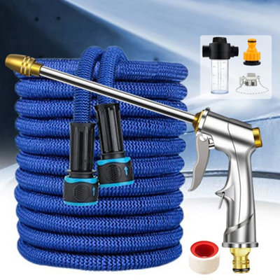 100Ft Expandable Garden Hose Pipe & Spray Gun SetKink-Free & Durable from B&Q