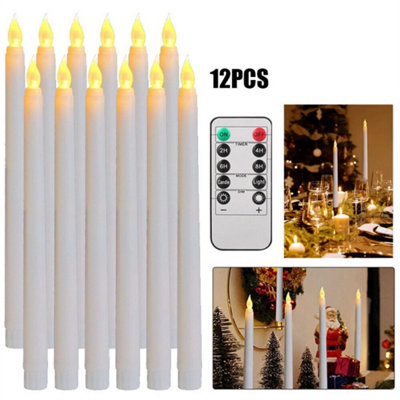12Pc Remote Control Flickering Flameless Taper Led Candles Light Battery Powered from B&Q