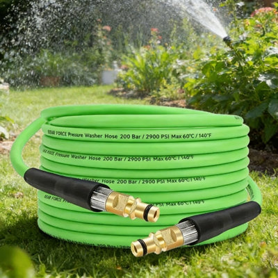 22M Green Kink-Resistant High-Pressure Washer Extension Hose With Brass Connectors from B&Q