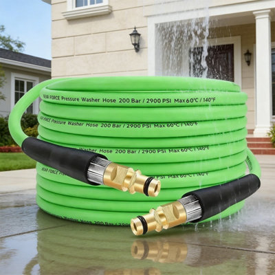 Bear Force 32M Kink-Free Green Pressure Washer Extension Hose With Quick Connect (200 Bar / 2900 Psi) from B&Q