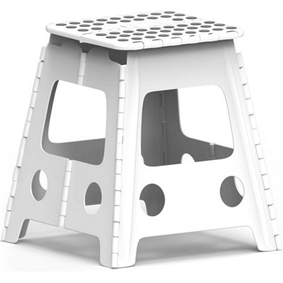  - Large 150Kg Folding Step Stool Multi Purpose Heavy Duty Home Kitchen Foldable Uk White