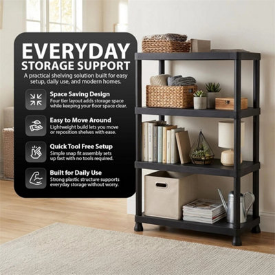4Tier Tier Plastic Shelving Storage Racking Shelves Garage Shed from B&Q