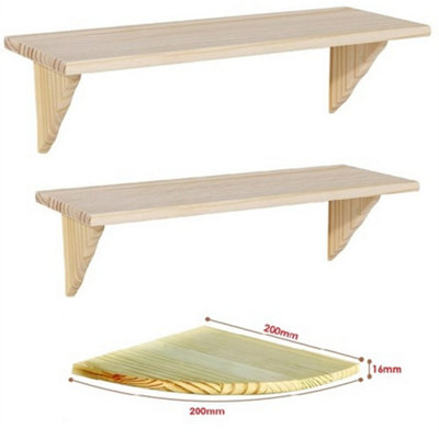  - Natural Wood Wooden Shelves Storage Unit Kit & Fitting Wall Mounted Corner Shelf 4 Feet Long