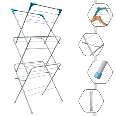 3 Tier Clothes Dryer Airer Foldable Laundry Rack Washing Line Drying Horse 14M from B&Q