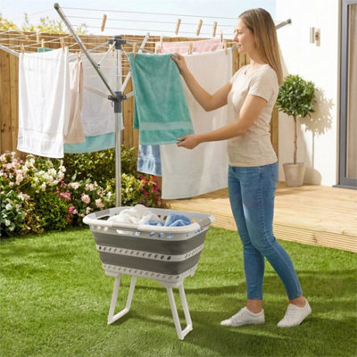 Beldray Standing 40L Laundry Basket   Collapsible With Foldable LegsGrey from B&Q