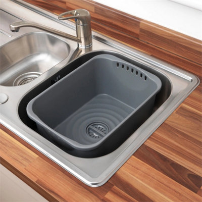 Washing Up Bowl With Water Drainer Plug Kitchen Sink Basin 8 L Grey from B&Q