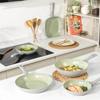  - Earth Stir Fry Pan Wok Non Stick 28Cm Induction Forged Aluminium Green