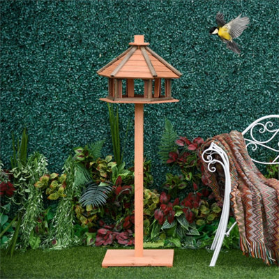 Wooden Bird Feeder Wooden Bird Table Bird Feeder With Roof  Brown  130Cm from B&Q