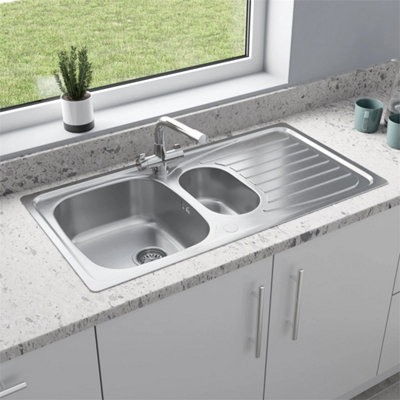  - Stainless Steel Kitchen Sink Inset 1.5 Bowl
